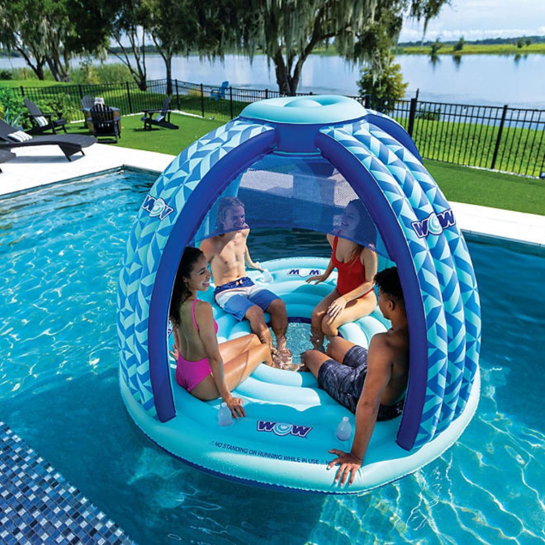 WOW Sports Pool Island Float, Inflatable Float with Canopy