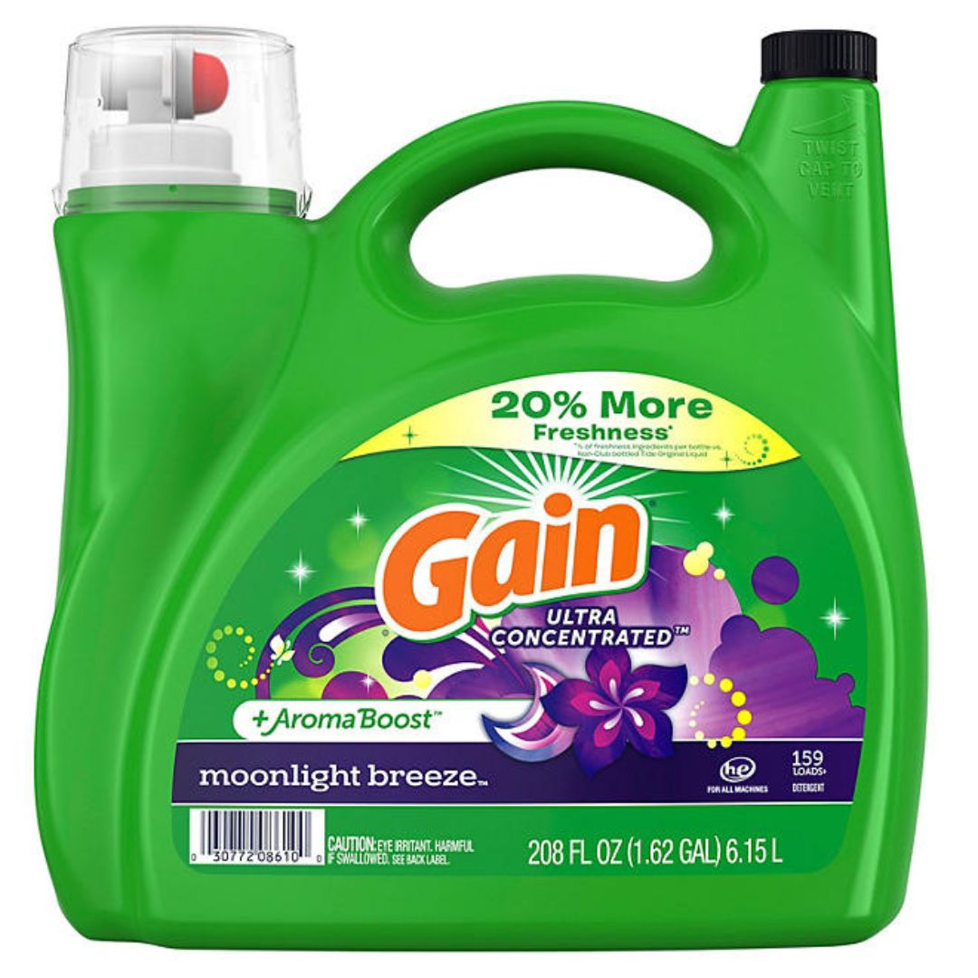 Gain Ultra Concentrated + Aroma Boost Laundry Detergent, Moonlight Breeze 208 fl. oz.