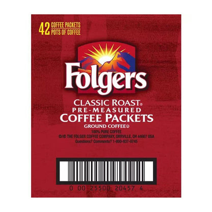 Folgers Classic Roast Ground Coffee Packets 1.2 oz. 42 ct.