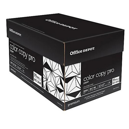 Office Depot Brand Colored Copy Paper, Ledger Size 11" x 17", 28 Lb, White, 500 Sheets Per Ream, Case Of 4 Reams