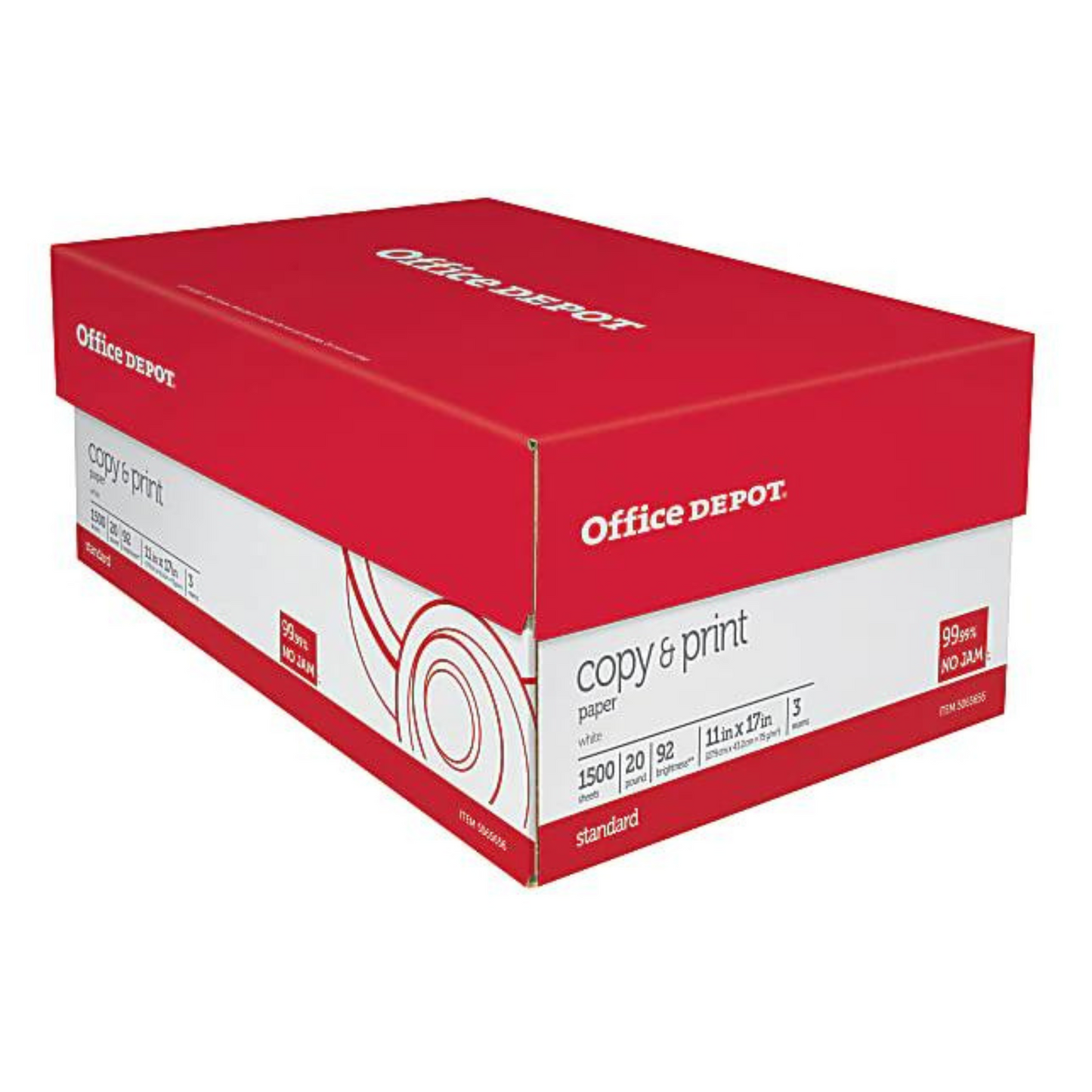 Office Depot Brand Multi-Use Print & Copy Paper, Ledger Size 11" x 17", 92 Brightness, 20 Lb, White, 500 Sheets Per Ream, Case Of 3 Reams