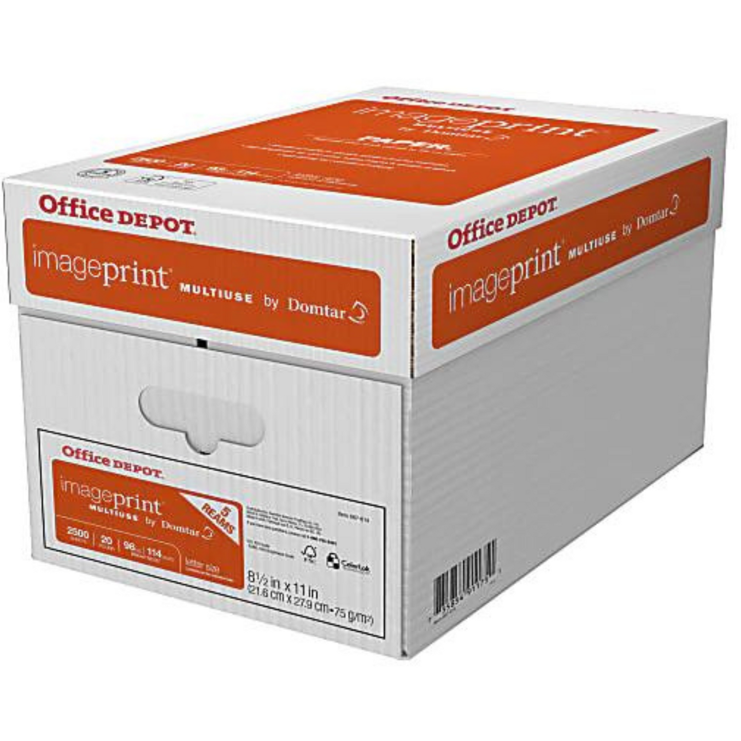Office Depot Brand ImagePrint Multi-Use Print & Copy Paper, Letter Size 8 1/2" x 11" 98 Brightness, 20 Lb, FSC Certified, White, 500 Sheets Per Ream, Case Of 5 Reams
