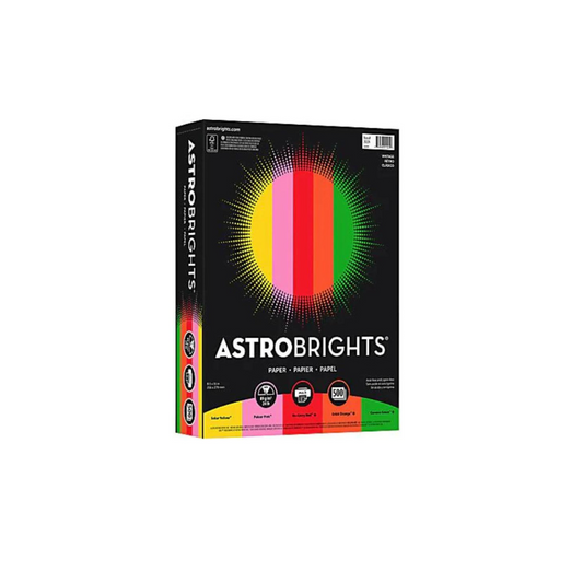 Astrobrights Colored Multi-Use Print & Copy Paper, Letter Size 8 1/2" x 11", 24 Lb, Vintage Assortment, Ream Of 500 Sheets