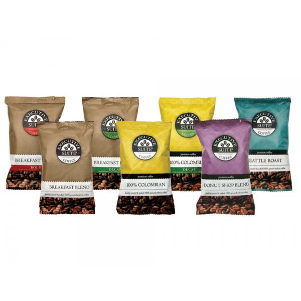 Executive Suite Coffee Single-Serve Coffee Packets, Bold Roast, Breakfast Blend, Box Of 42