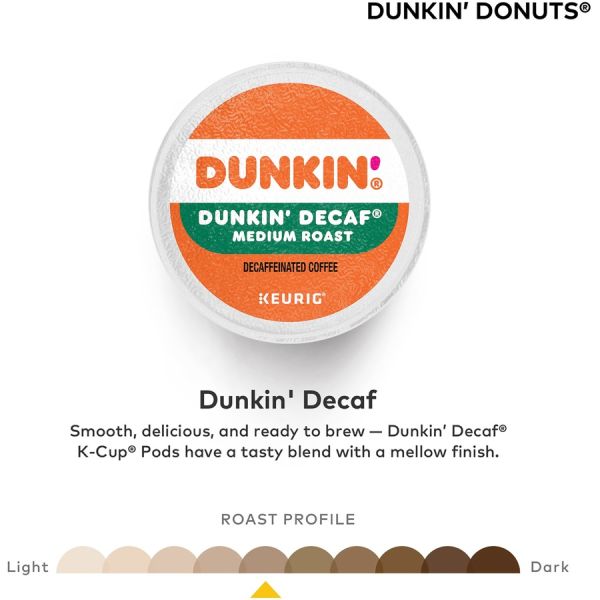Dunkin' Donuts Single-Serve Coffee K-Cup Pods, Decaffeinated, Box Of 22
