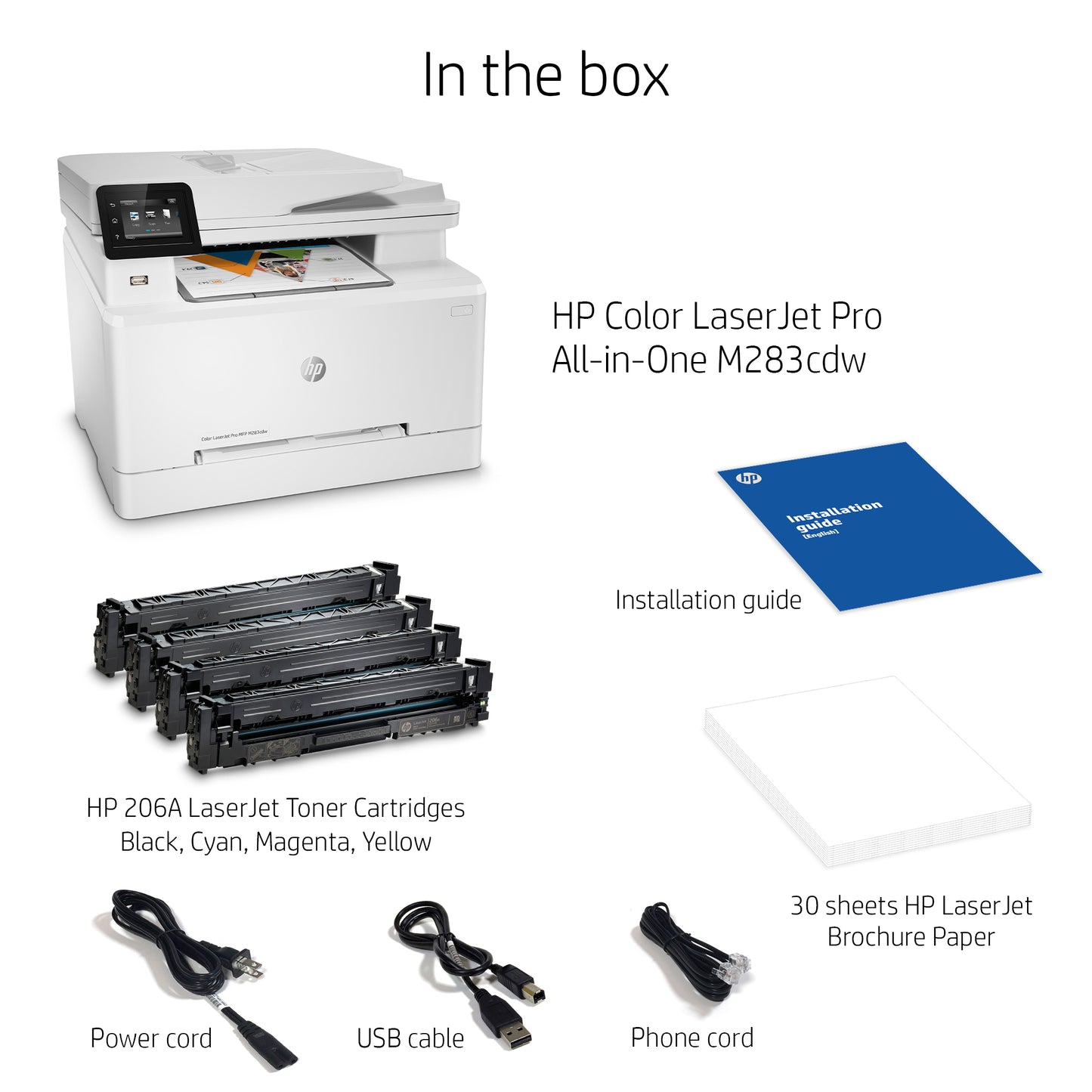 HP LaserJet Pro M283cdw Wireless Color Printer (Model  7KW73A)