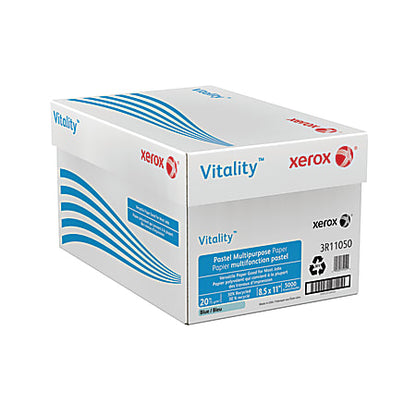 Xerox Vitality Pastel Colored Multi-Use Print & Copy Paper,(BLUE), Letter Size 8 1/2" x 11", 20 Lb, FSC Certified, 30% Recycled, 500 Sheets Per Ream, Case Of 10 Reams