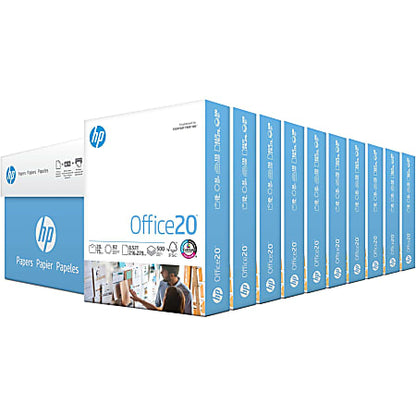 HP Office Multi-Use Print & Copy Paper, Letter Size 8 1/2" x 11", 20 Lb, 92 Brightness, White, 500 Sheets Per Ream, Case Of 10 Reams