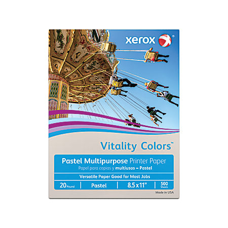Xerox Vitality Colors Colored Multi-Use Print & Copy Paper, (GRAY), Letter Size 8 1/2" x 11", 20 Lb, 30% Recycled, Ream Of 500 Sheets