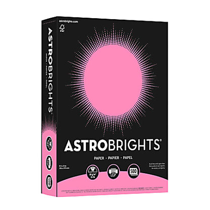 Astrobrights Colored Multi-Use Print & Copy Paper, Letter Size 8 1/2" x 11", 24 Lb, Pulsar Pink, Ream Of 500 Sheets