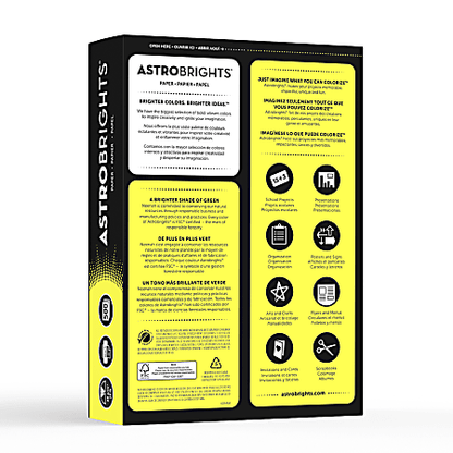 Astrobrights Colored Multi-Use Print & Copy Paper, Letter Size 8 1/2" x 11", 24 Lb, Lift-Off Lemon, Ream Of 500 Sheets