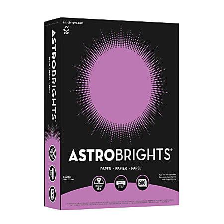 Astrobrights Colored Multi-Use Print & Copy Paper, Letter Size 8 1/2" x 11", 24 Lb, Planetary Purple, Ream Of 500 Sheets