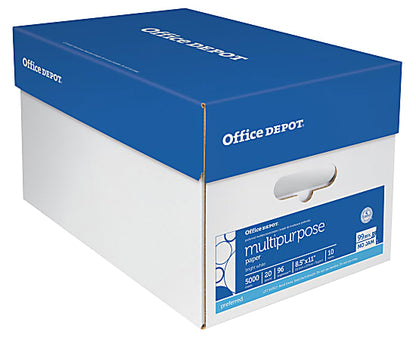 Office Depot Brand Multi-Use Print & Copy Paper, Letter Size 8 1/2" x 11", 96 Brightness, 20 Lb, White, 500 Sheets Per Ream, Case Of 10 Reams