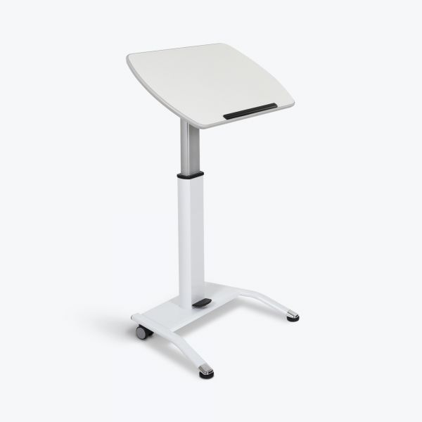 Pneumatic Adjustable-Height Lectern / Mobile Standing Desk - White