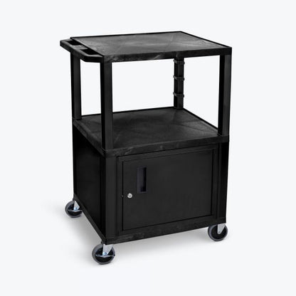 42"H AV Cart - 3 Shelves  Cabinet - Black Legs